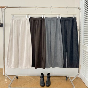 百搭显瘦慵懒风休闲高级羊毛松紧腰阔腿镰刀裤 时尚 女 新款 2025秋季