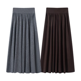 艾 垂感高腰显瘦百搭休闲A字伞裙大摆针织半身裙女2025秋冬新款