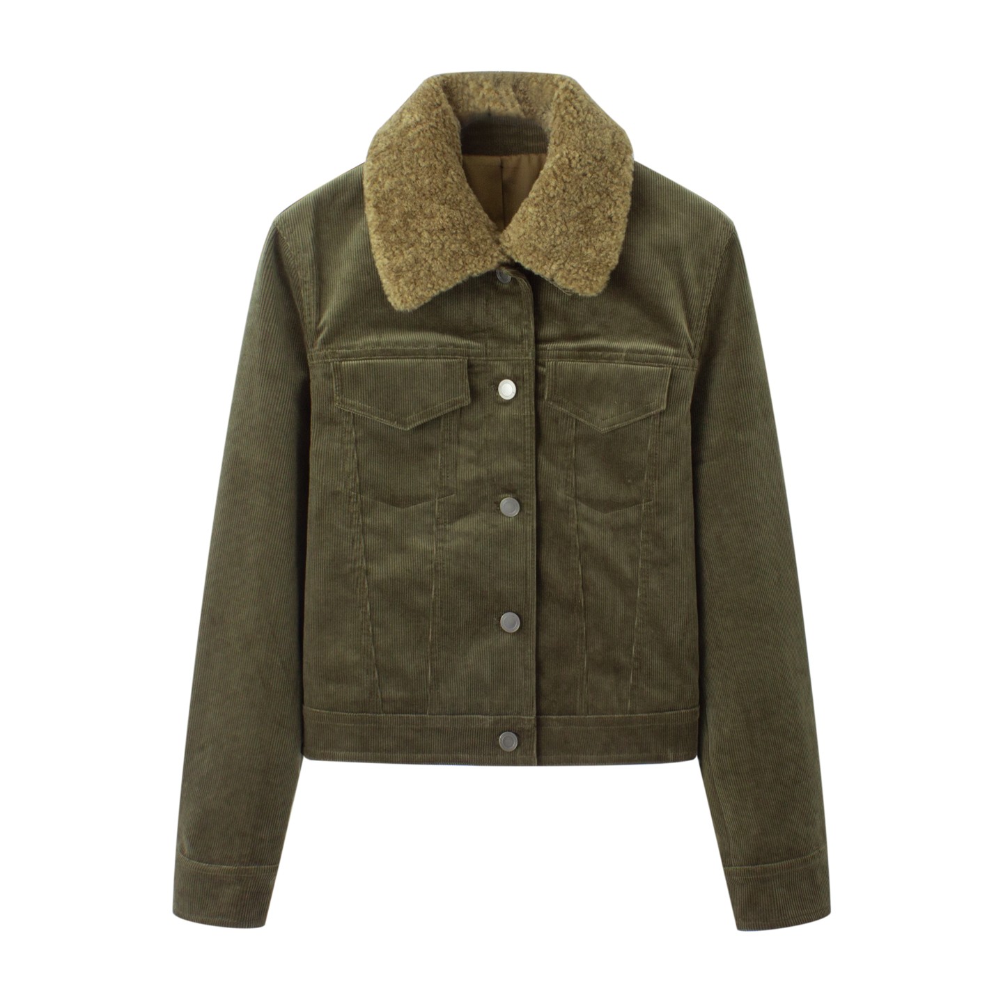 尚气质翻领短款灯芯绒牛仔外套