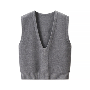 深V领针织马甲女2026春秋新款叠穿百搭坎肩无袖毛衣背心