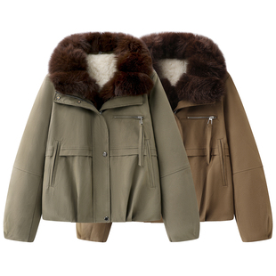 可拆卸真狐狸毛领派克服女2025秋冬新款 加绒加厚保暖大毛领外套