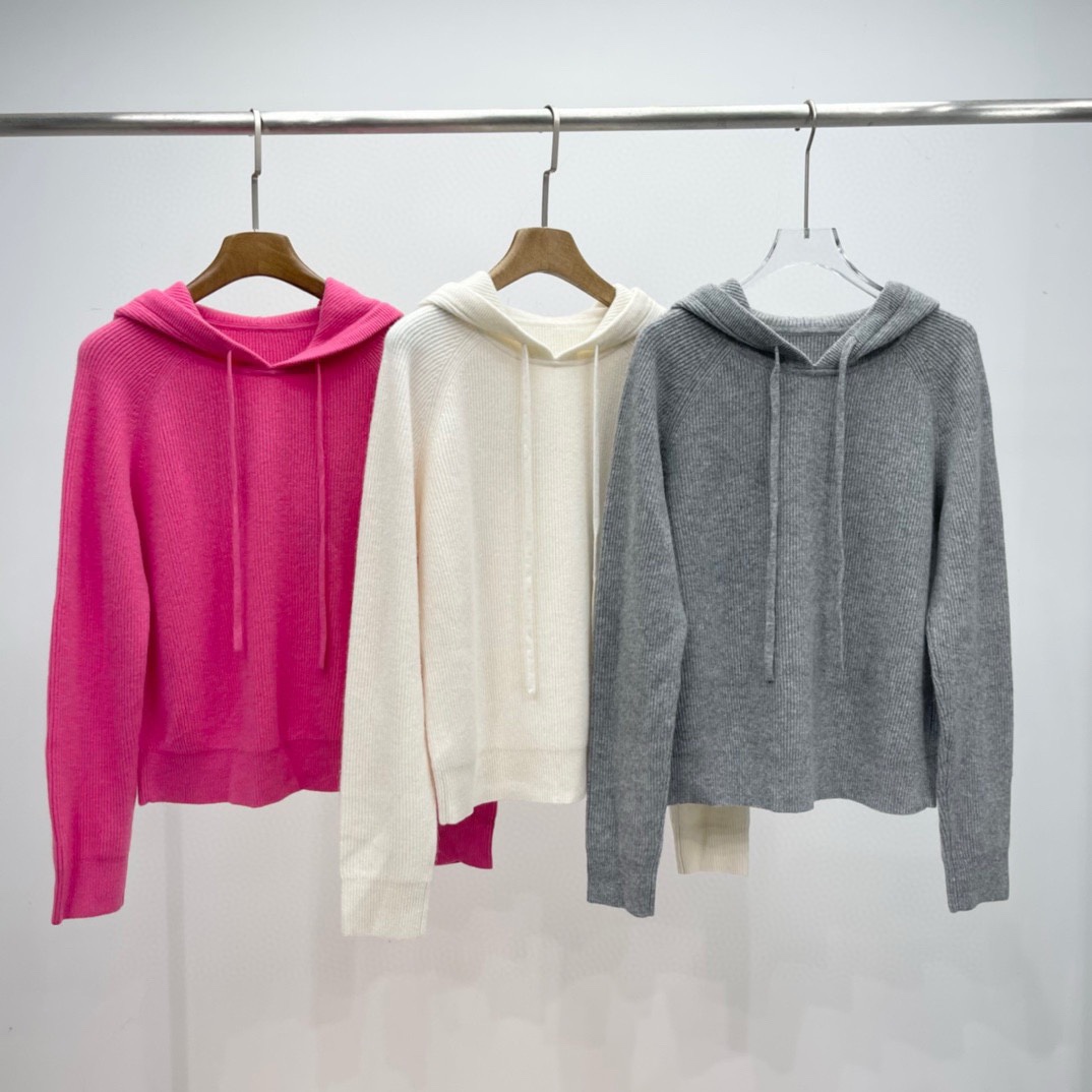 老钱风简约连帽套头针织衫上衣