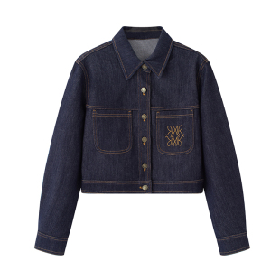 2025秋季 翻领印花设计感短款 新款 百搭宽松韩版 牛仔外套女 时尚 艾