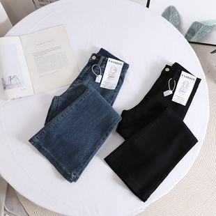 复古港风高腰显瘦百搭微喇牛仔裤 新款 女 2023春季 腿型超好看