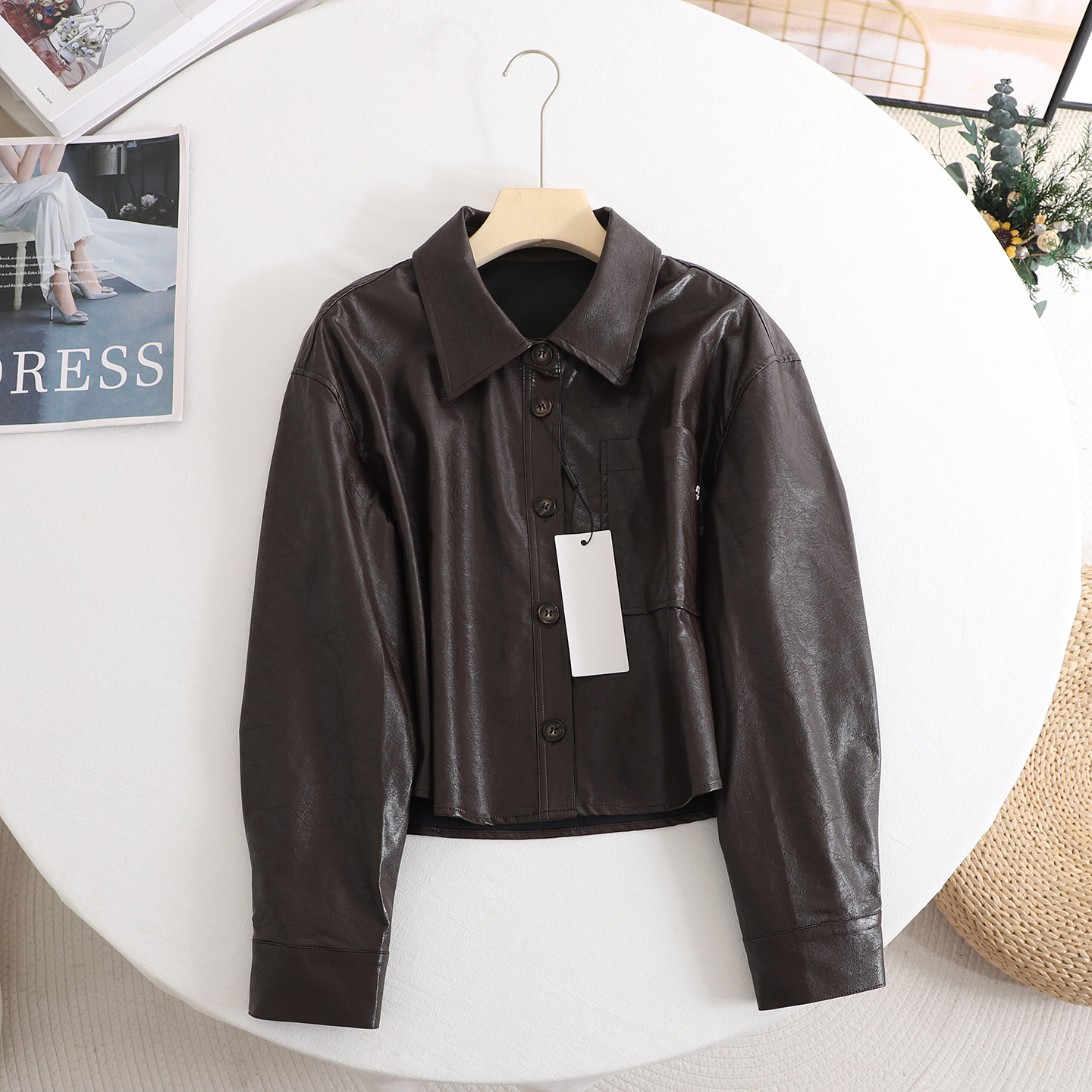 韩版时尚设计感酷飒宽松显瘦皮衣