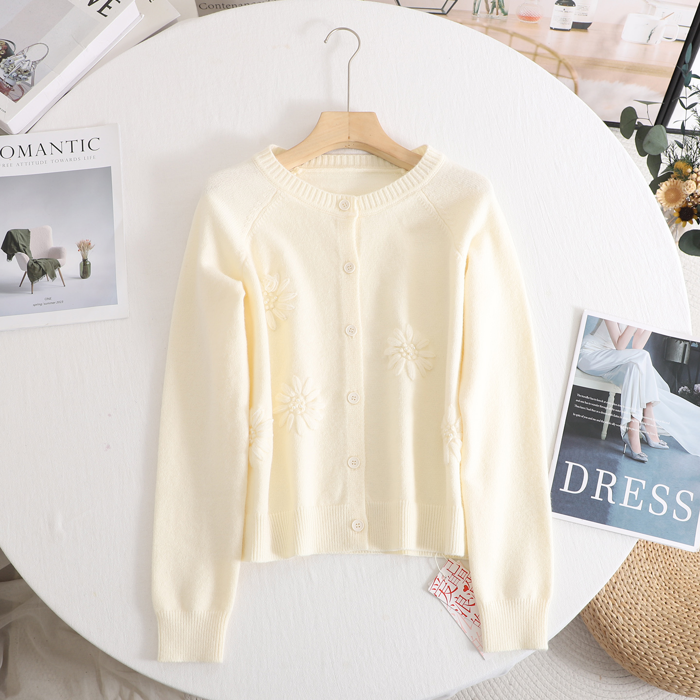 甜美温柔优雅立体花朵毛衣女