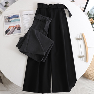 高腰显瘦百搭腰带直筒裤 休闲裤 女2026春季 垂感阔腿西装 新款 艾