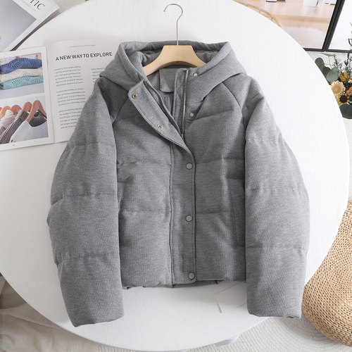 减龄灰色连帽休闲百搭羽绒服