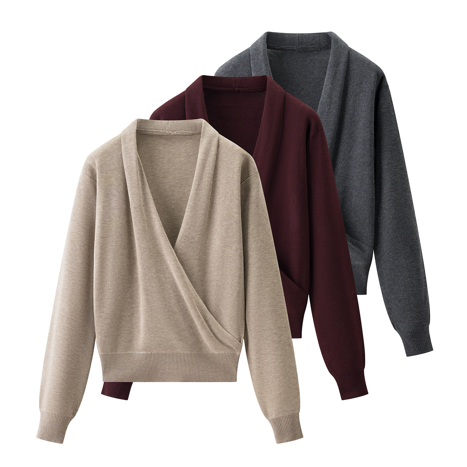 极简风V领交叉针织衫女长袖气质显瘦小众设计感毛衣