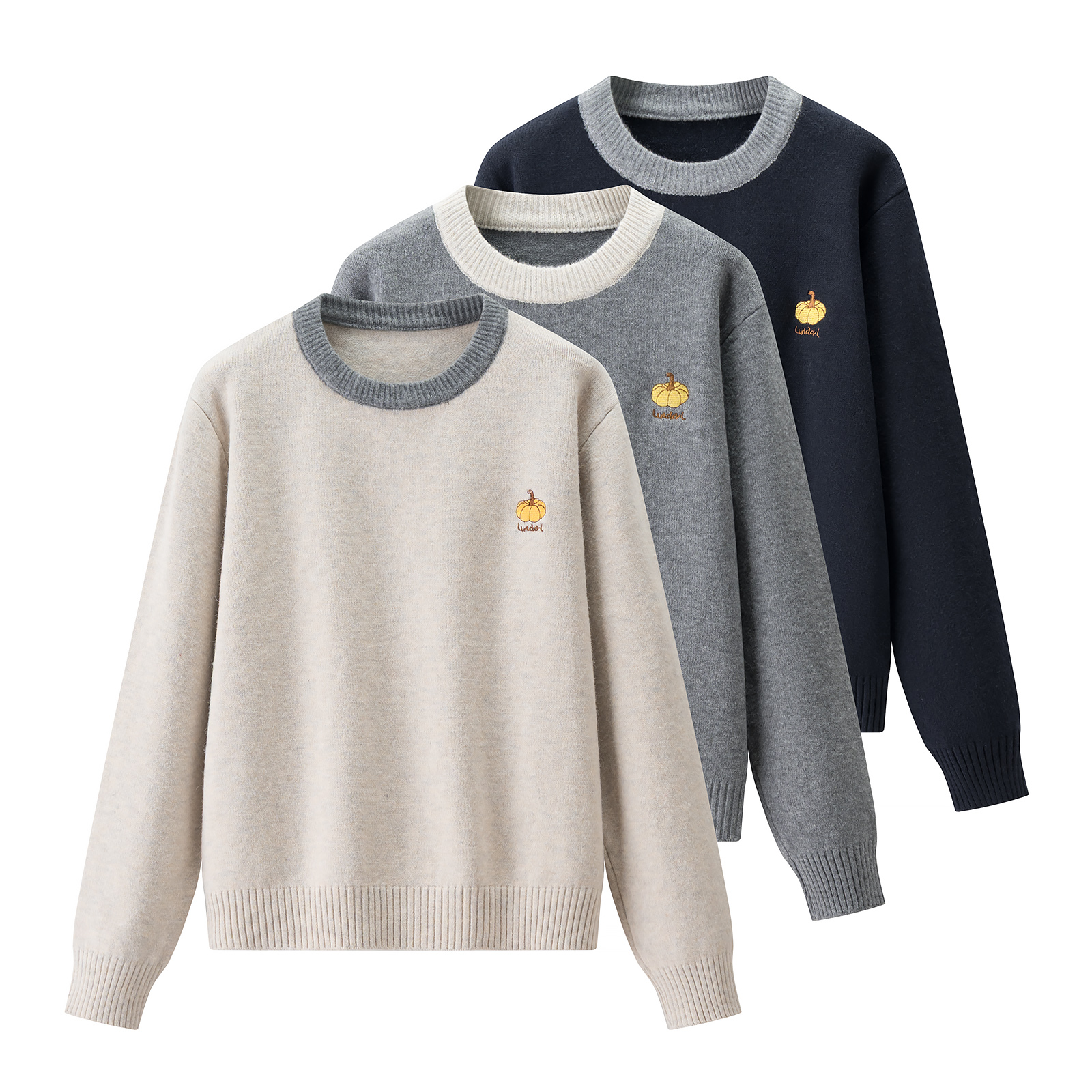 慵懒风软糯圆领小南瓜针织毛衣