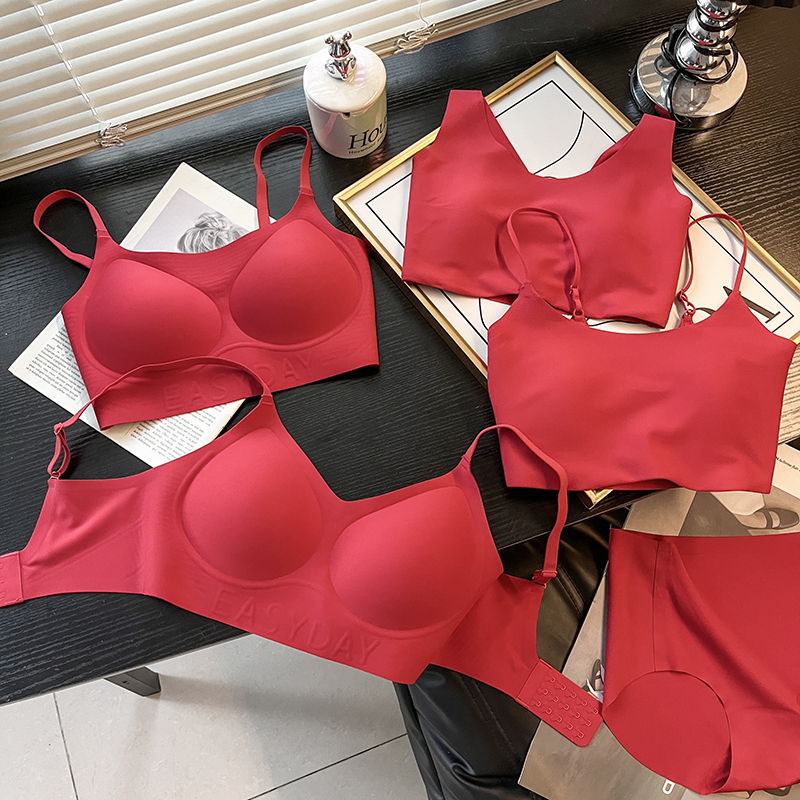 红色本命年显白无钢圈聚拢文胸