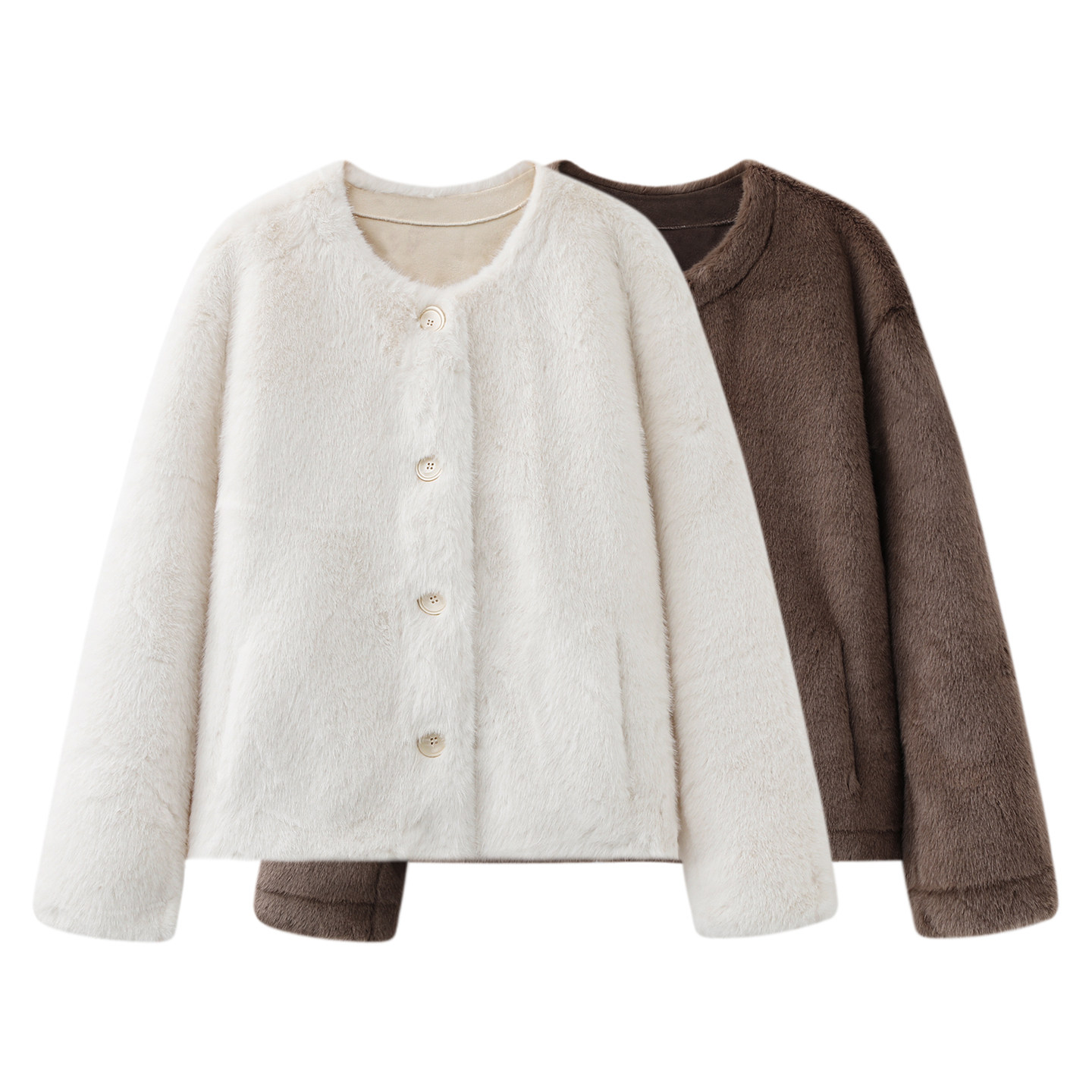 韩系慵懒风皮毛一体环保皮草外套