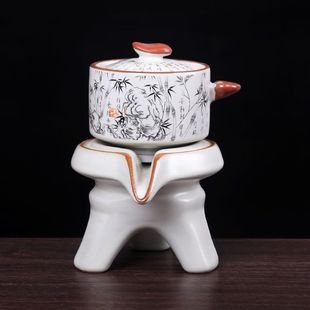家用自动陶瓷茶壶 懒人石磨旋转出水功夫泡茶神器高档茶具茶杯套装