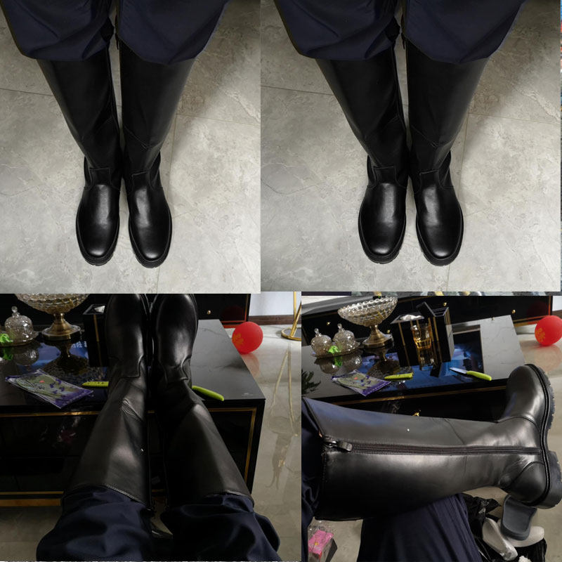学校升旗手真用骑马靴女男皮靴长筒靴骑士靴大码国旗班定制马术靴