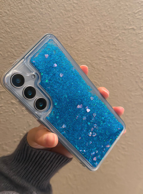 适用三星Galaxy手机壳A55防摔A35新款保护套5G外壳A54流沙+液体流动case十紫色A34手机套samsung粉色A15蓝色