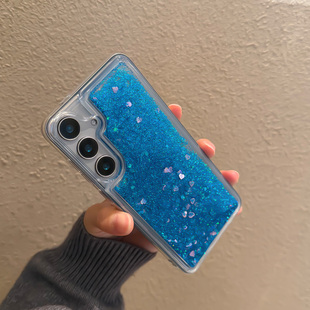 适用三星Galaxy手机壳A55防摔A35新款保护套5G外壳A54流沙+液体流动case十紫色A34手机套samsung粉色A15蓝色