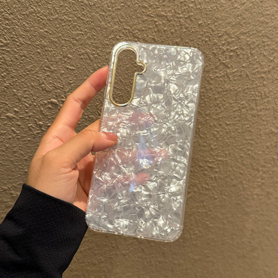 适用三星Galaxy手机壳A55防摔A35新款保护套5G外壳A54贝壳纹+高级感case十白色A34手机套samsung粉色A15