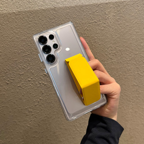 适用三星Galaxy手机壳S25防摔s24新款ultra保护套s23外壳p十U指环5G透明plus支架亚克力软边硬壳黄色橙色