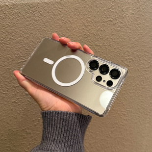 适用三星Galaxy手机壳S25防摔s24新款ultra保护套5G外壳U透明+简约十磁吸magsafe高级感fe手机套edge