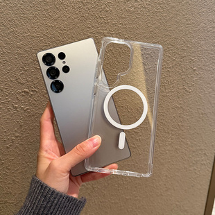 适用三星Galaxy手机壳S25防摔s24新款 简约十磁吸magsafe高级感fe手机套edge ultra保护套5G外壳U透明