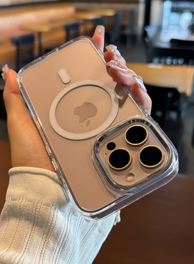 适用苹果16手机壳15防摔14新款pro手机套max轻奢iphone高级感p磁吸magsafe小众ins女款pm时尚透明por黑色ip