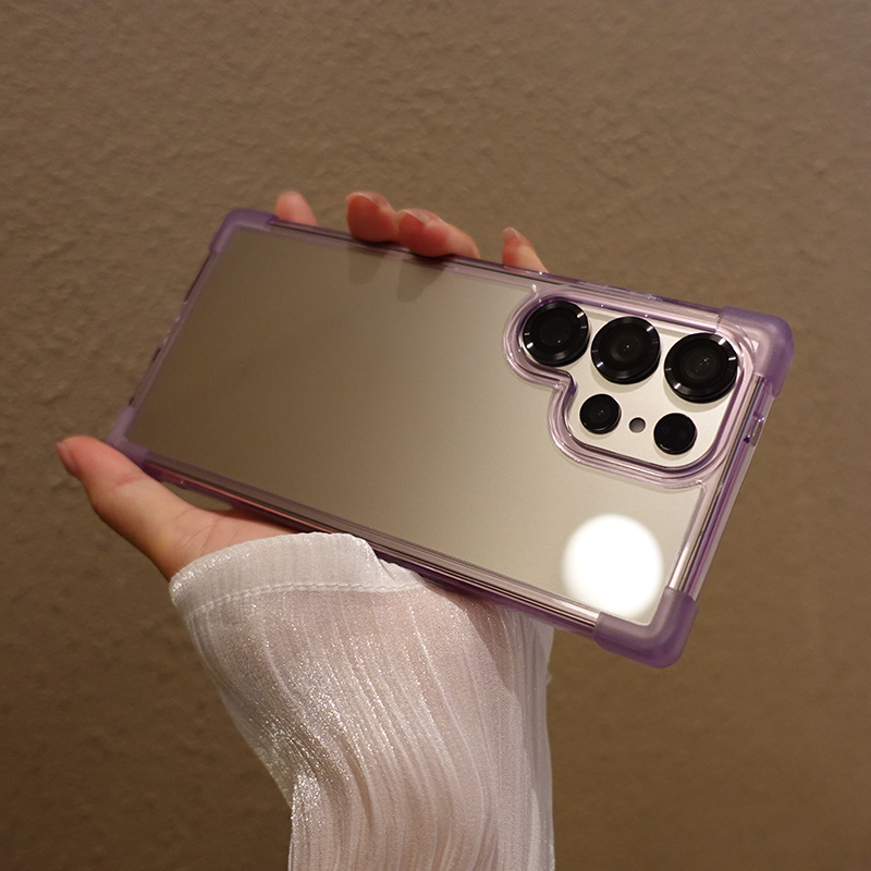 适用三星Galaxy手机壳S25防摔s24新款ultra保护套5G外壳U透明+气囊十ins四角气垫方形亚克力粉色紫色