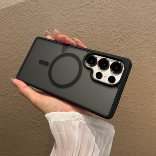 适用三星Galaxy手机壳S26防摔S25新款ultra保护套5G外壳U加厚+十高出屏幕保护磁吸magsafe简约黑色2026白色