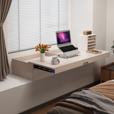 飘窗滑轨书桌卧室可移动伸缩电脑桌抽拉式学习桌收纳柜现代可定制