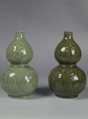 龚益华龚家窑柴烧手工贴花葫芦