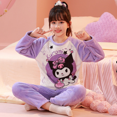 卡通法兰绒秋冬季儿童睡衣