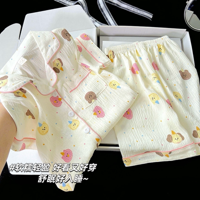 儿童睡衣女短袖短裤小女孩2025新款夏季公主风甜美女童卡通家居服