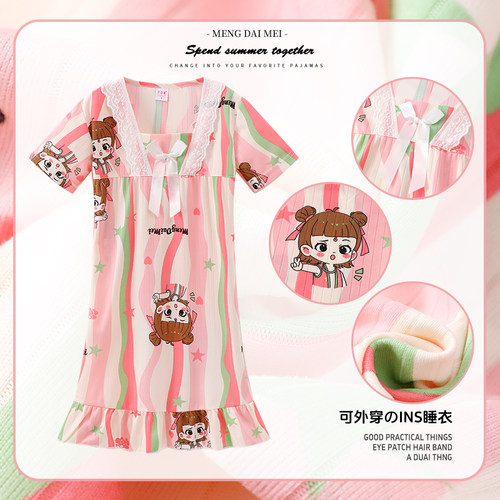 女童睡裙短袖夏季连衣裙