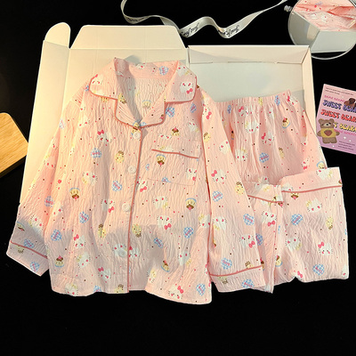 甜美秋款儿童睡衣长袖公主风2025新款女童kt猫小女孩春秋季家居服