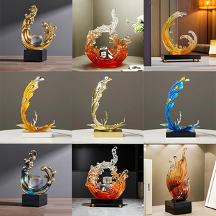 刺身摆盘中式创意海浪造型艺术摆件餐厅酒店水之源海鲜姿造装饰品