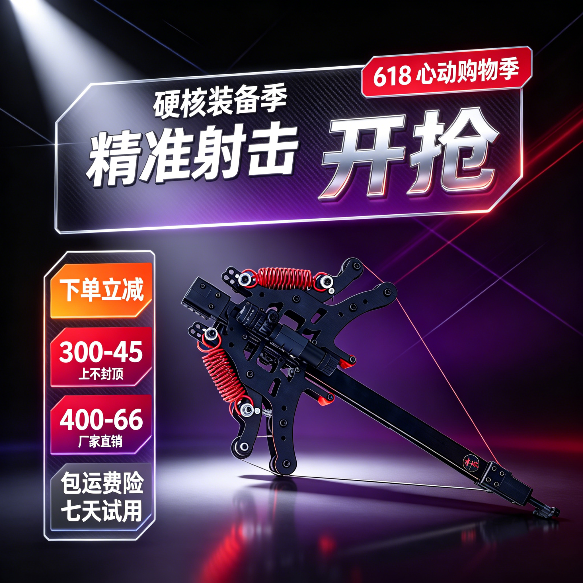 弹弓皮筋大威力钢珠两用激光瞄准