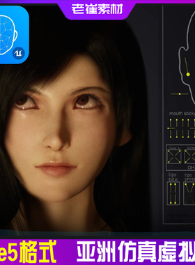UE5 虚拟5亚洲数字人物 角色面部表情3D模型包 MetaHuman虚拟形象