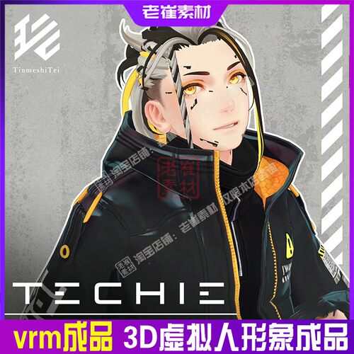 抖音直播间3d虚拟形象皮套小k warudo 男生小电人vrm模型素材成品