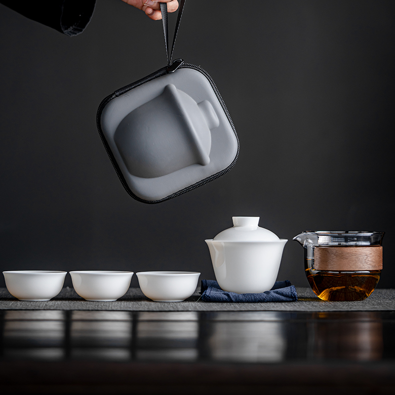 善简旅行茶具羊脂玉白瓷快客杯