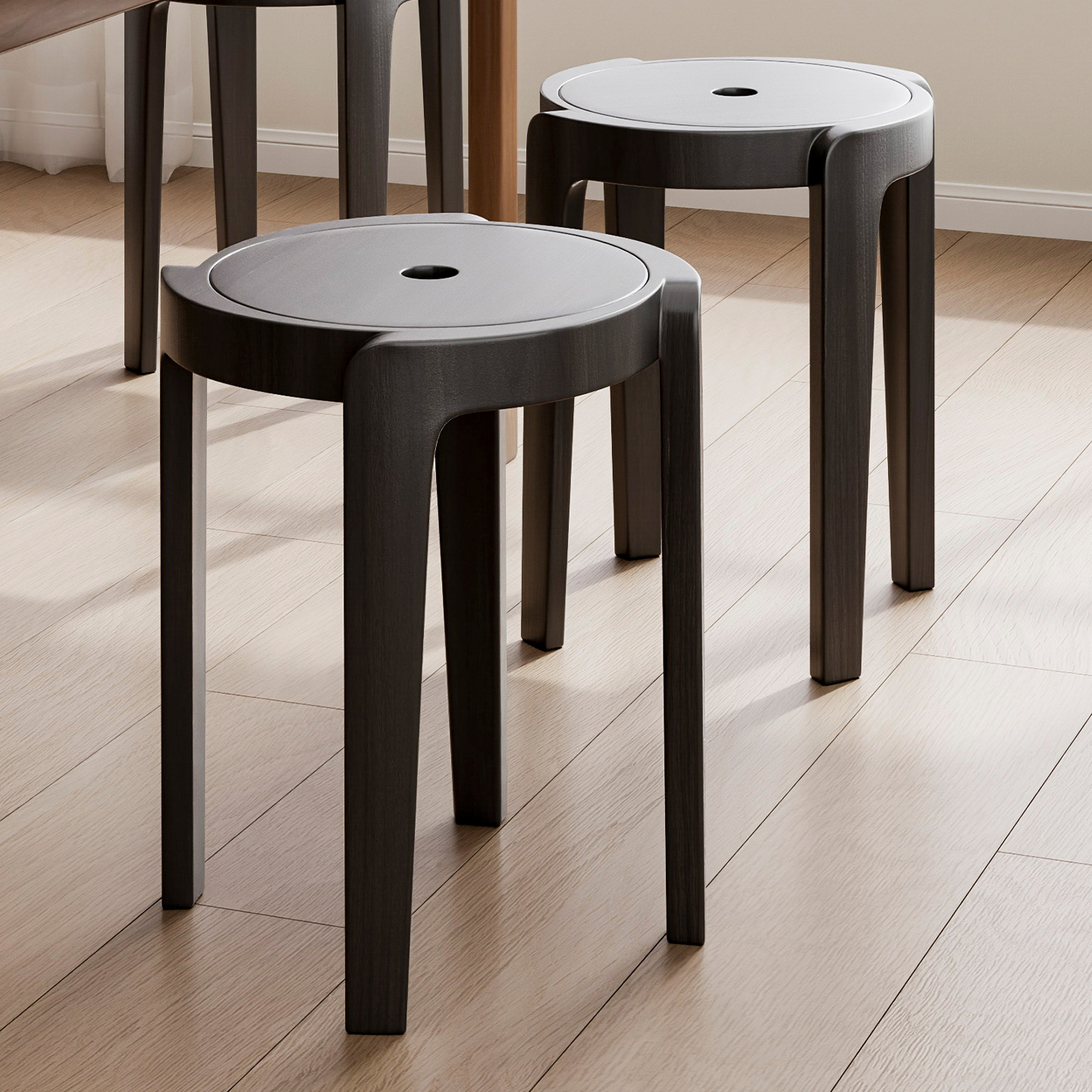 网红风车凳餐椅凳结实耐用餐凳纯实木凳子可叠放家用现代简约圆凳