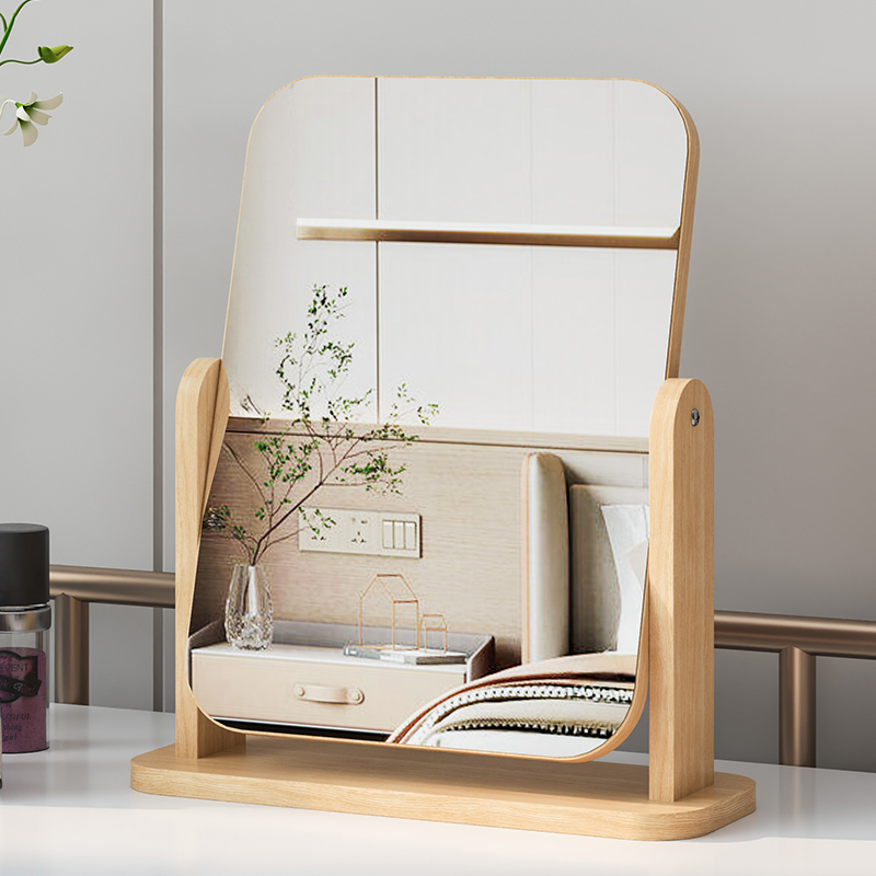 木质元素镜子简约台式化妆镜