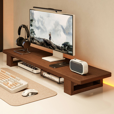 实木电脑显示器增高架办公桌面搁板置物架收纳托架笔记本支撑架子
