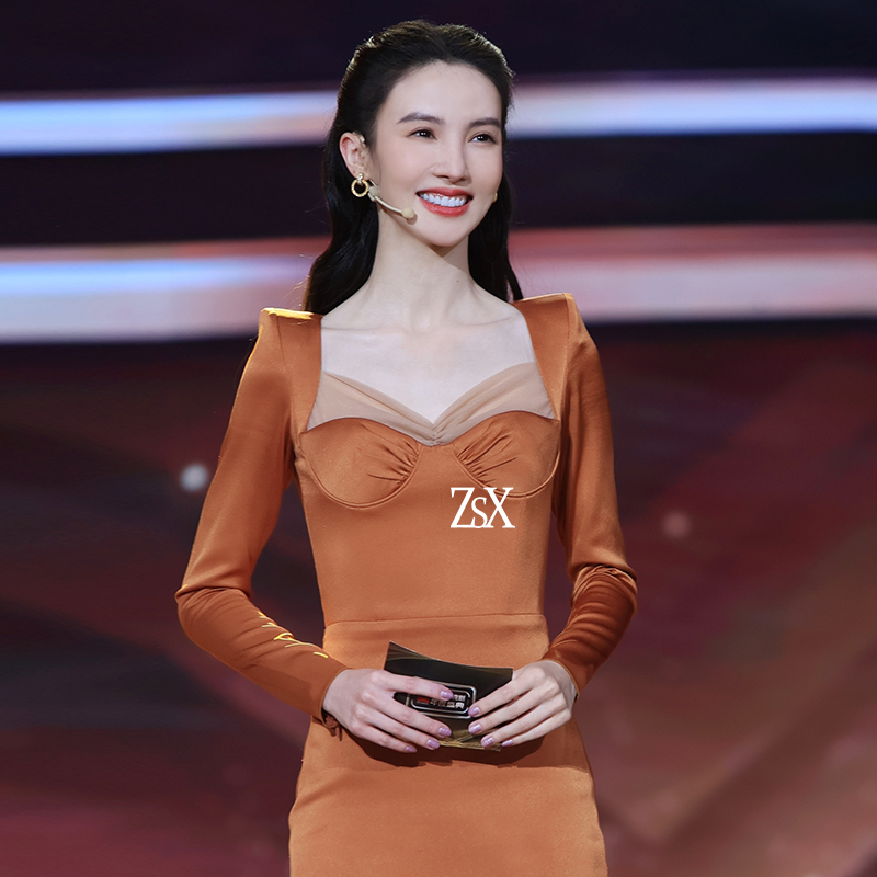 高端时尚优雅方领连衣裙