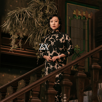 传家同款秋季新款高端定制改良旗袍披肩两件套装礼服妈妈装敬酒服