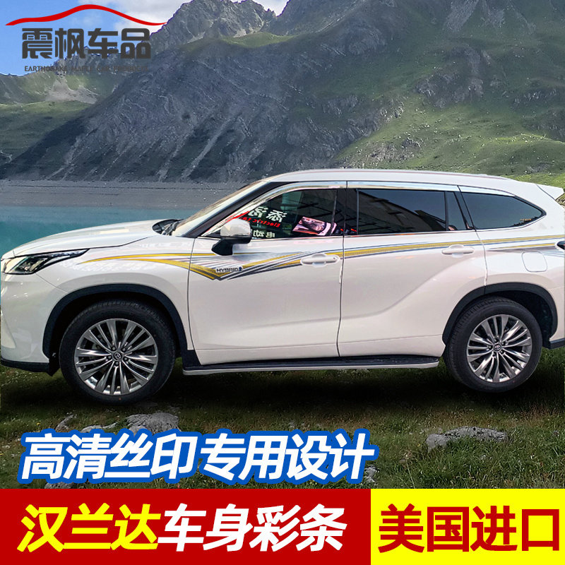 适用22款丰田汉兰达车身彩条贴纸皇冠陆放外饰改装拉花腰线彩贴膜