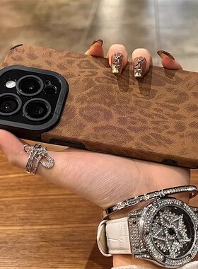 棕色豹纹潮牌适用opporeno12pro手机壳reno11新款10pro+女款9高级感8se硅胶7z全包6防摔findx7小羊皮5k套