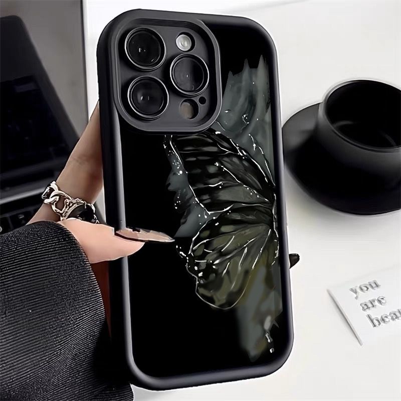 蝴蝶水墨苹果全包防摔硅胶