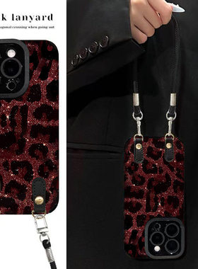 酒红色豹纹潮牌适用小米17promax手机壳14pro新款12x女款15青春版10s高级感9硅胶13全包防摔8红色civi3小羊皮