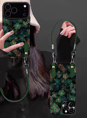 星夜绿色花挂绳适用vivoiqoo13壳iqoo11pro新款neo7se女款9高级感5s硅胶6全包z5x防摔z3个性创意u3x小众u1套