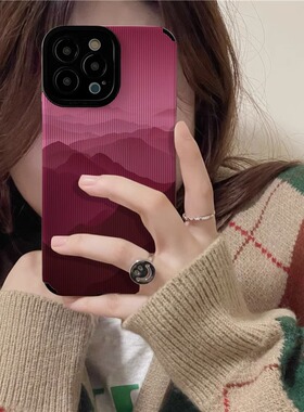 渐变红色山峰适用华为nova14ultra手机壳nova12活力版nova13pro新款10se女款11高级感8硅胶7全包6防摔5创意套