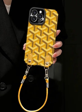 黄色狗牙挂绳适用opporeno15pro手机壳14新款13女款12高级感11硅胶10pro+全包findx9防摔8Z创意7超薄6小羊皮